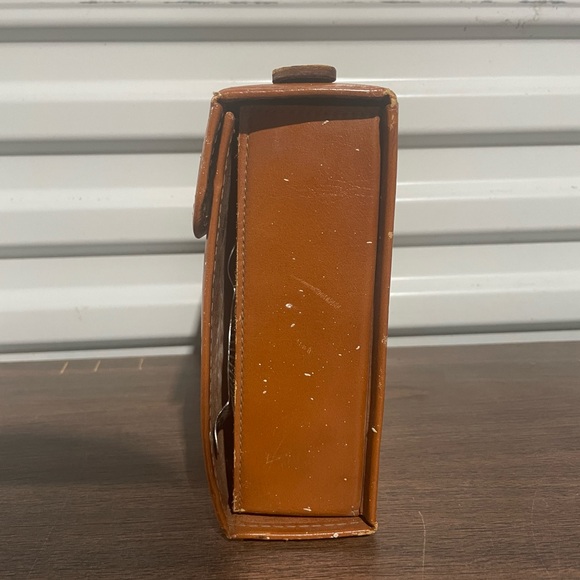 Vintage BOB Cowhide Leather Flask Shot Cup Portable Travel Bar Set - Picture 3 of 8